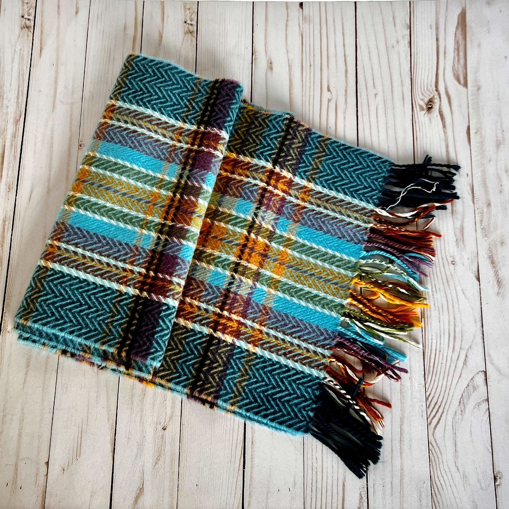 Multi-color Plaid & Herringbone Scarf